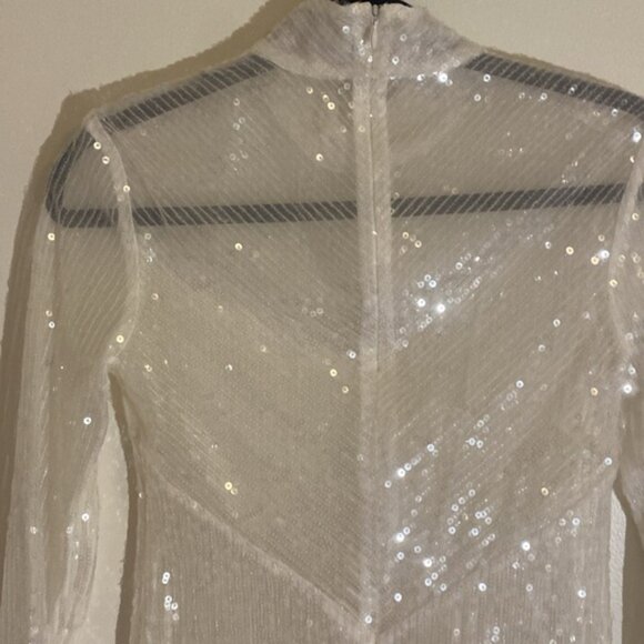 STAUD Chaka Sequined Long Sleeve White Blouse Sz XS - Picture 9 of 9